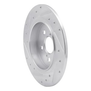 Toyota Corolla Brake Rotor (1) - Rear Right - R1 Concepts - Drilled & Slotted - Silver - `09-`15